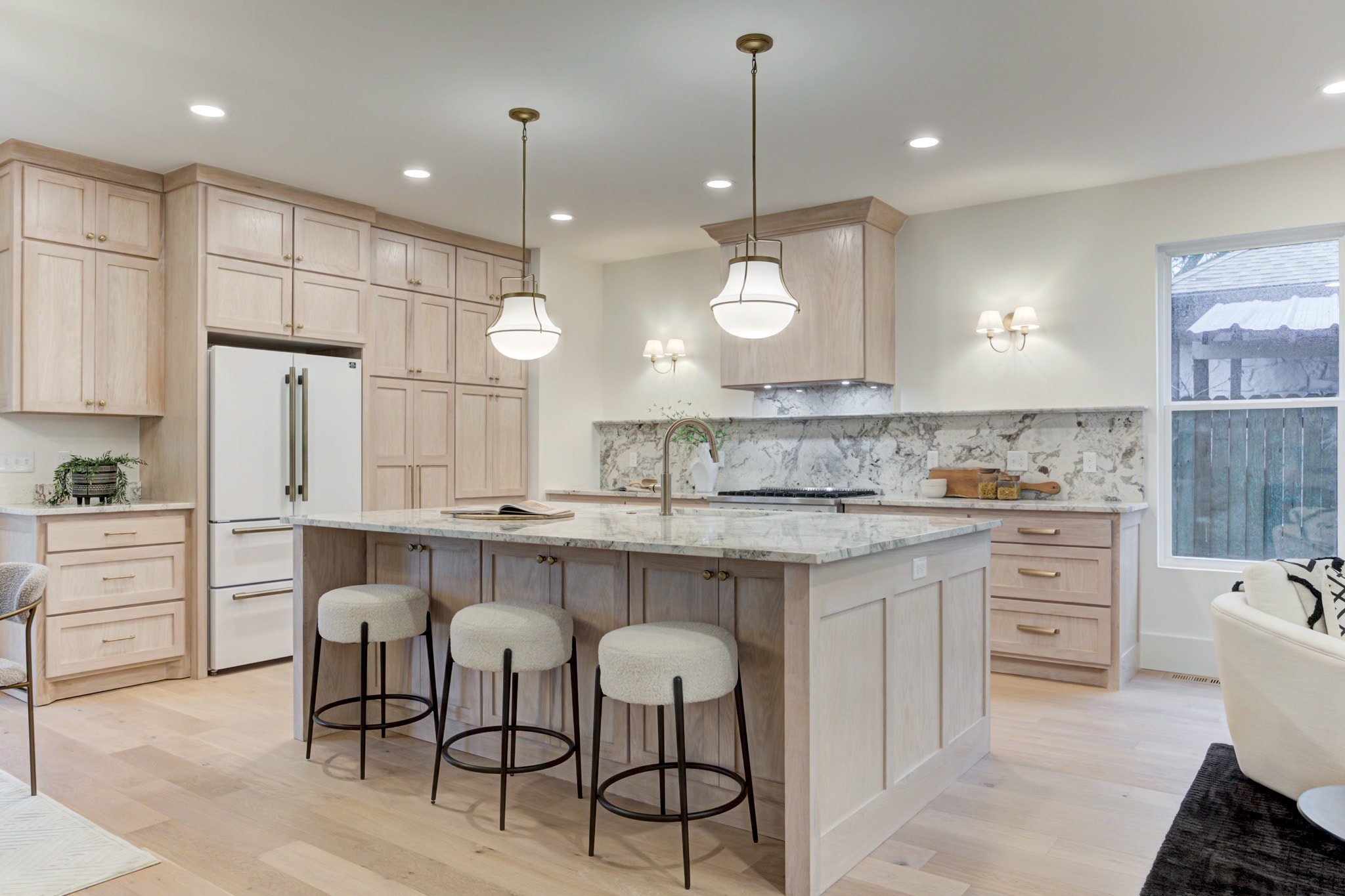 1128 NW 49th St kitchen island with marble countertop