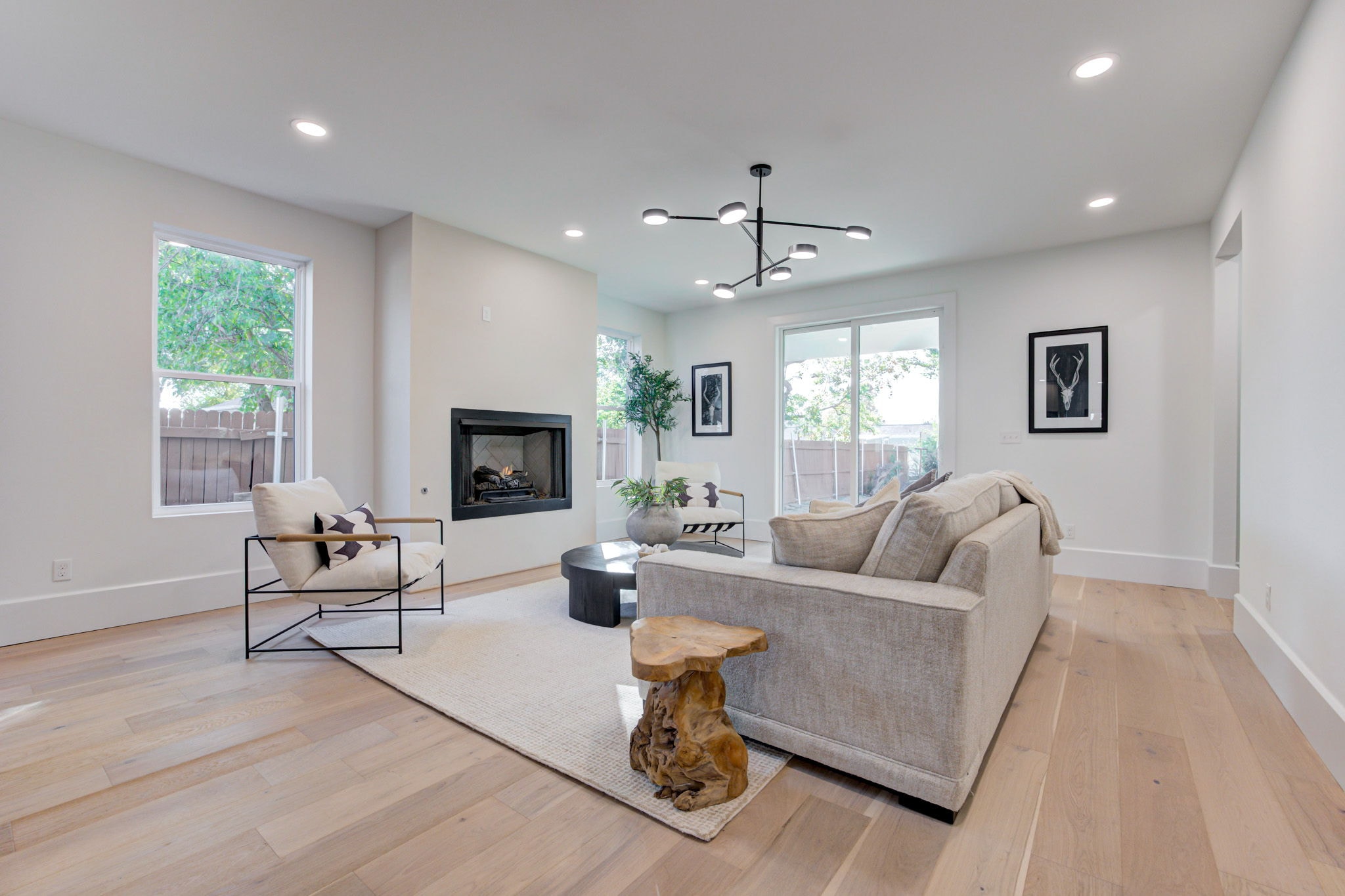 820 NW 67th St — living room with fireplace